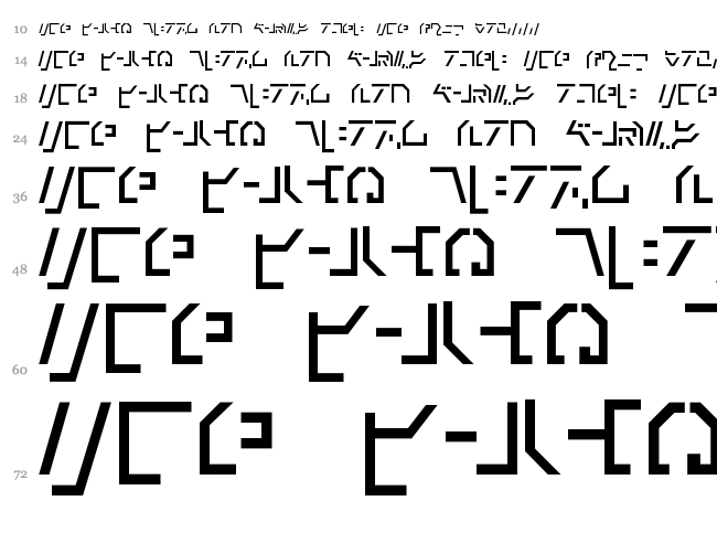 Modern Cybertronic font waterfall